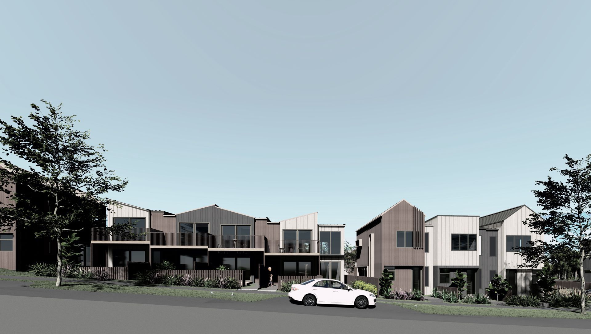 Eastern view towards typologies 4B and 5