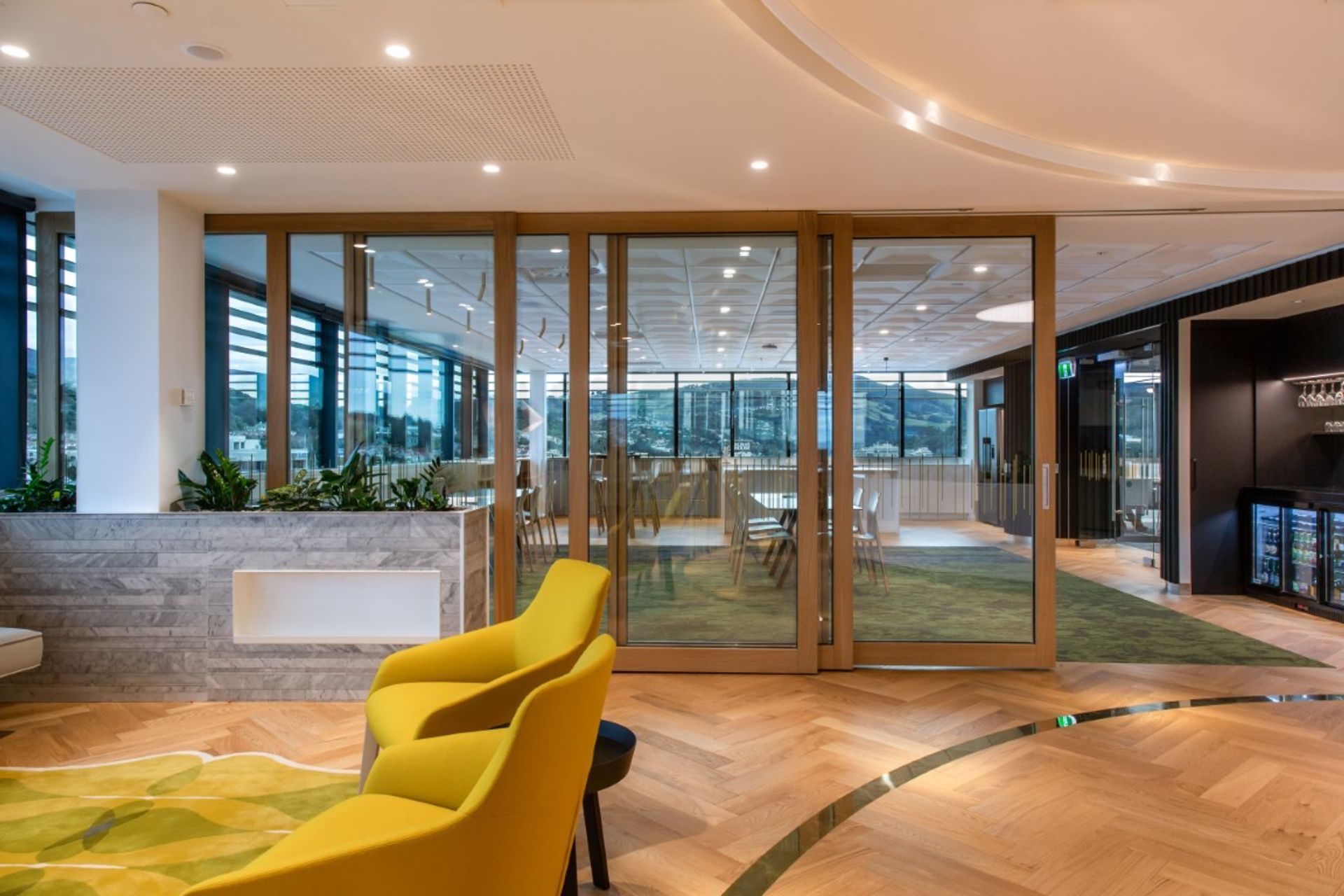 View from waiting area to cafe