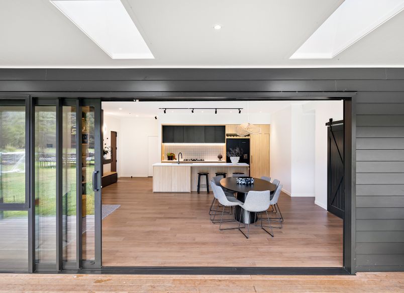 Oak + Black Melamine with Pocket Door