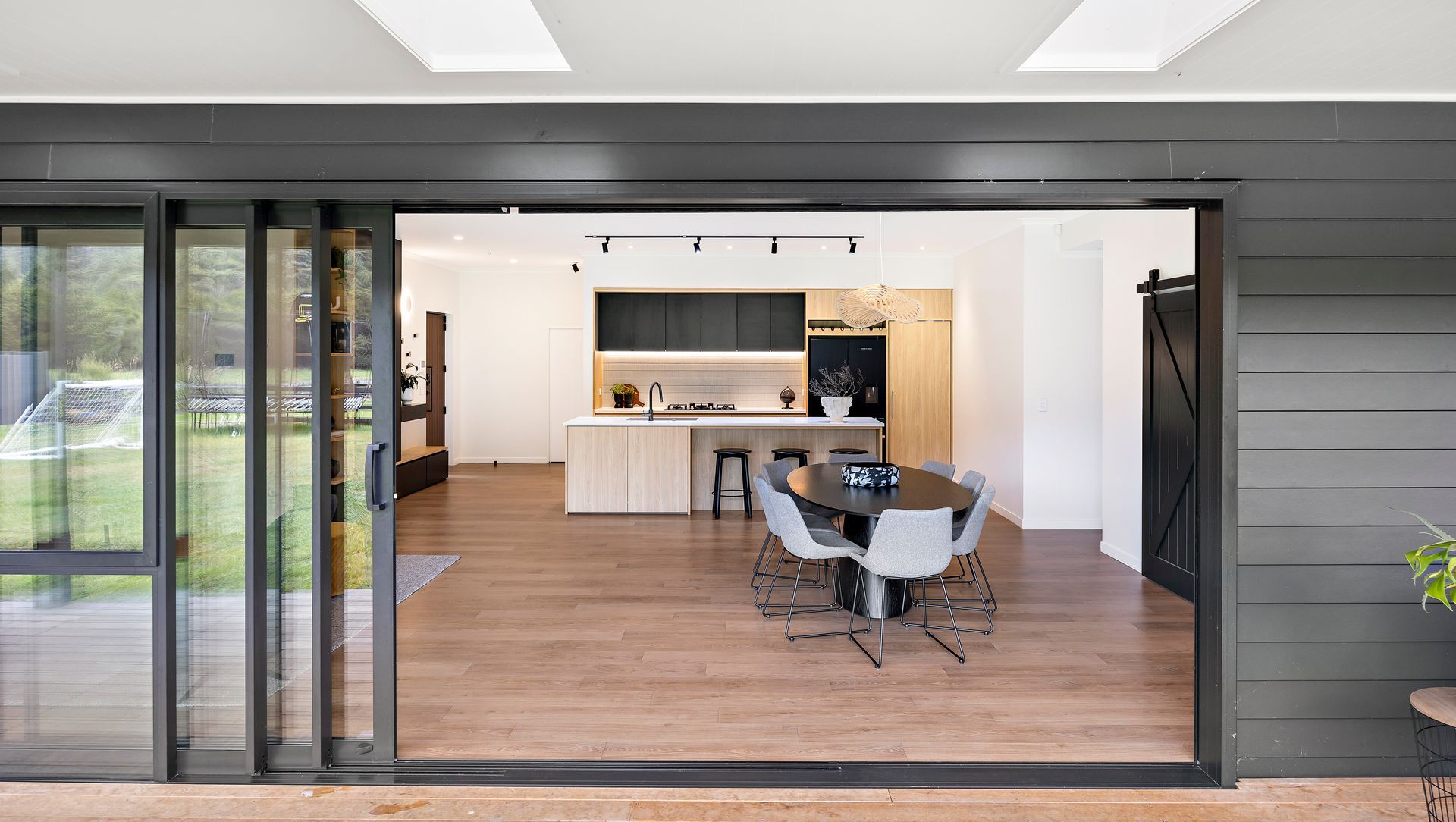 Oak + Black Melamine with Pocket Door banner