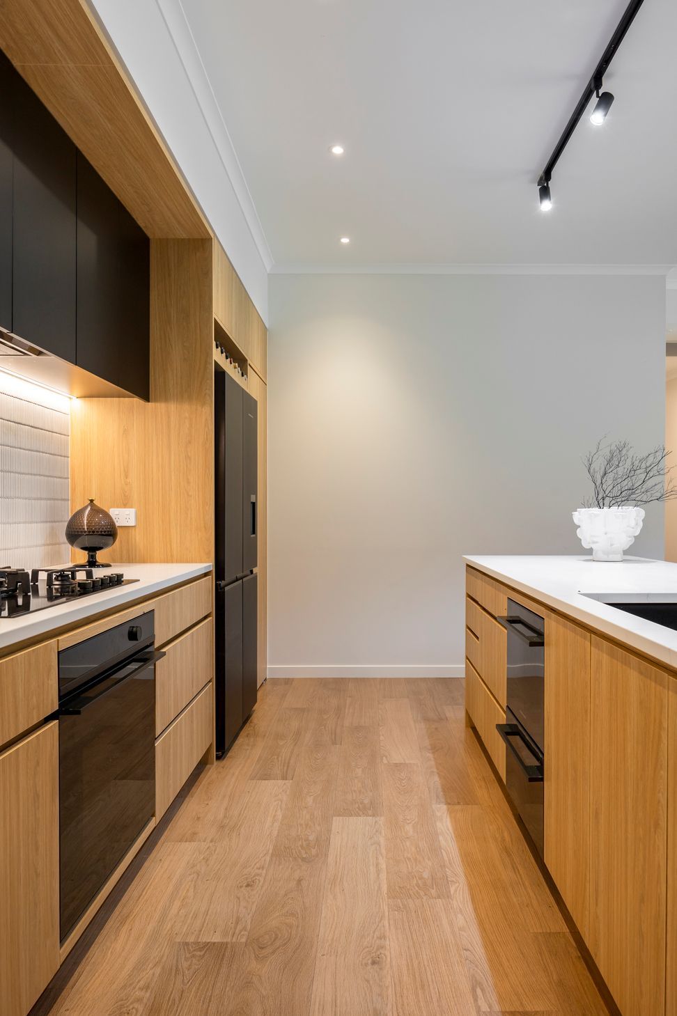 Oak + Black Melamine with Pocket Door