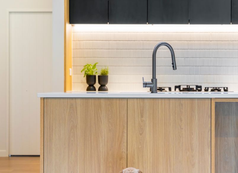 Oak + Black Melamine with Pocket Door