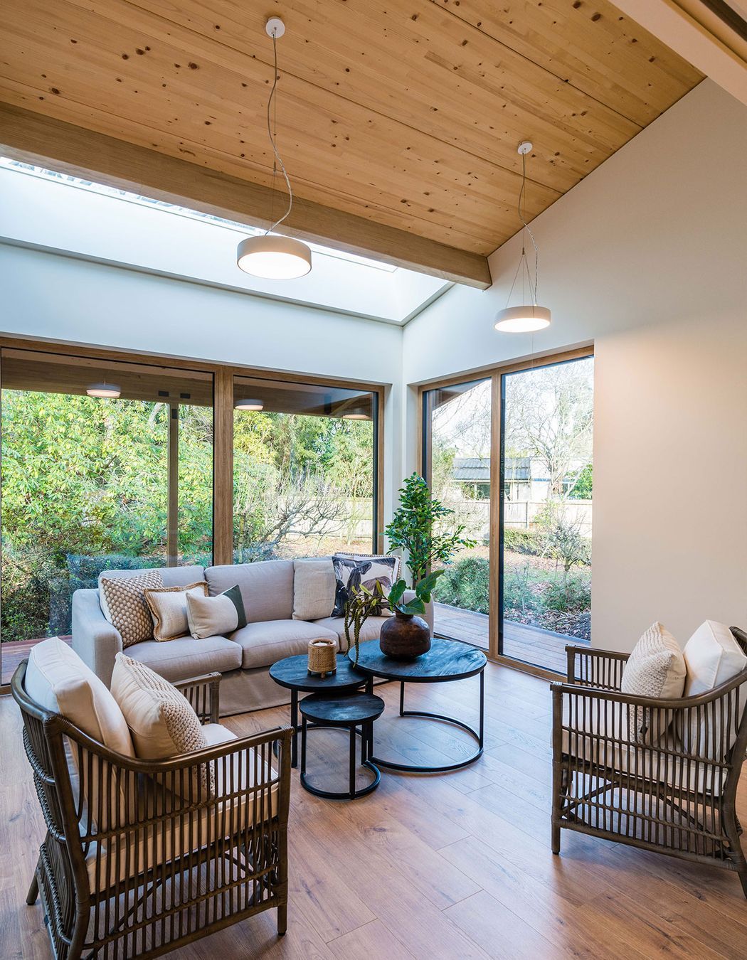 Sunroom with large triple glazed skylight