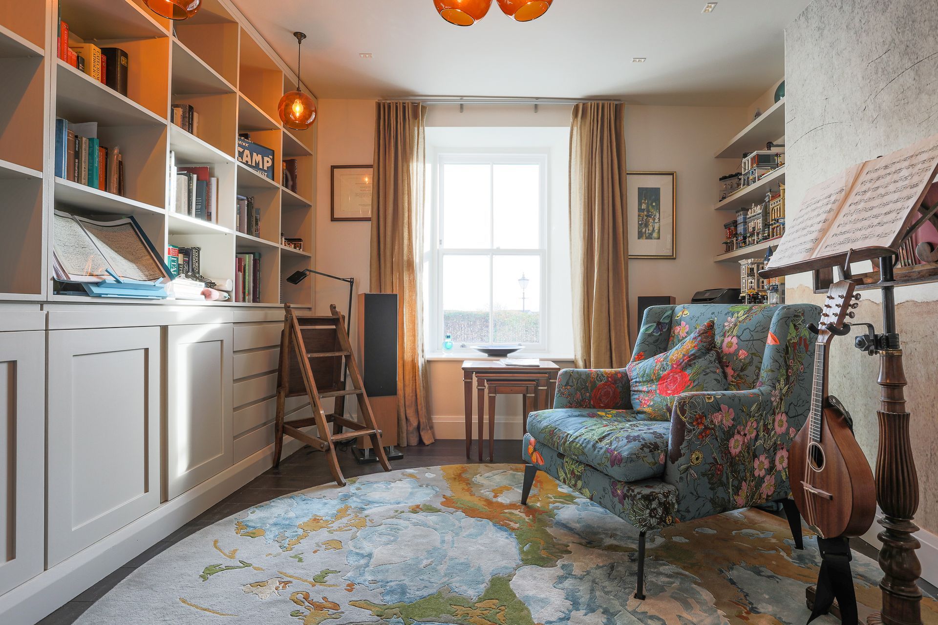 This space was specifically designed as a private music room for the client.