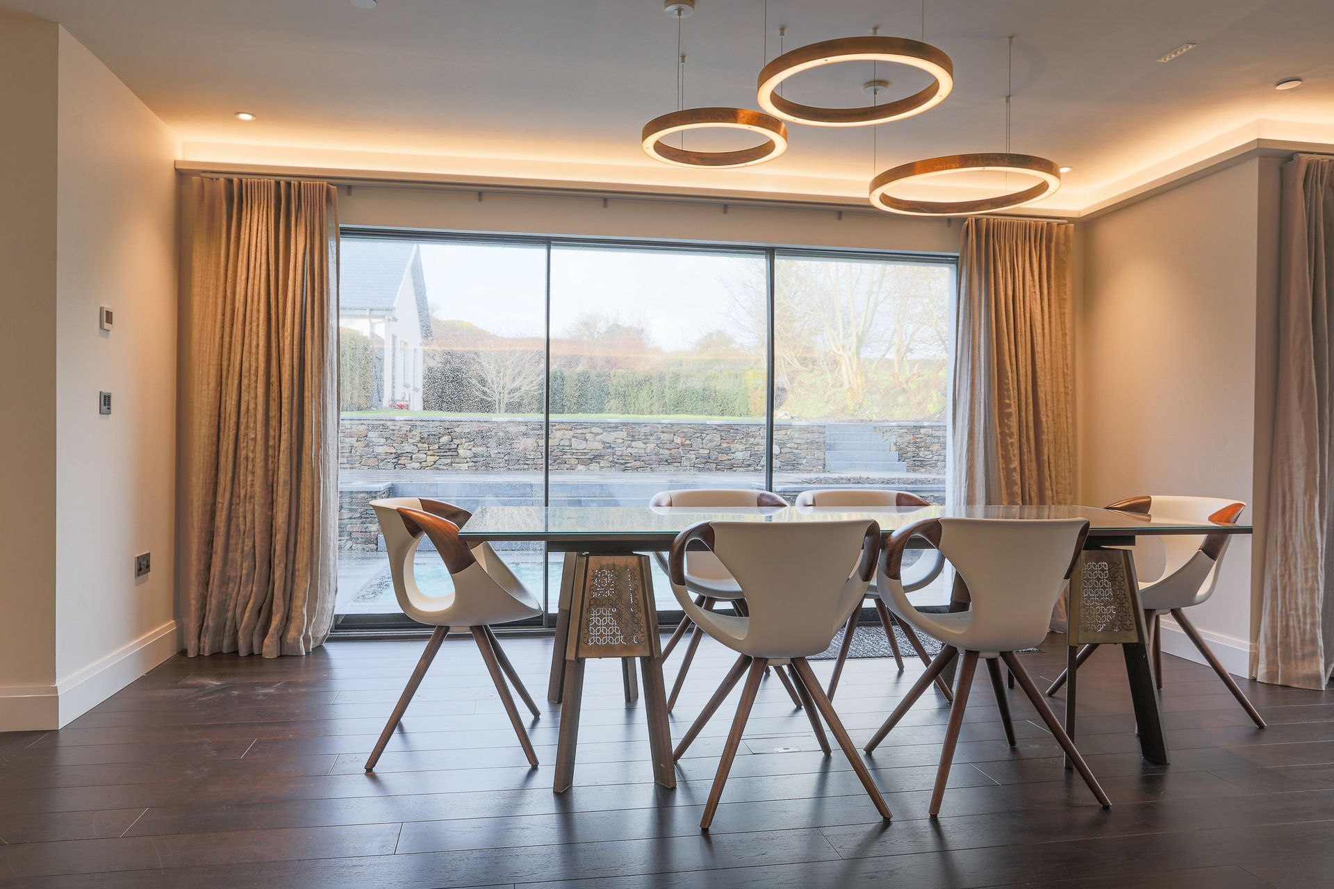 A dining room area that was part of the open plan living in the new pavillion.