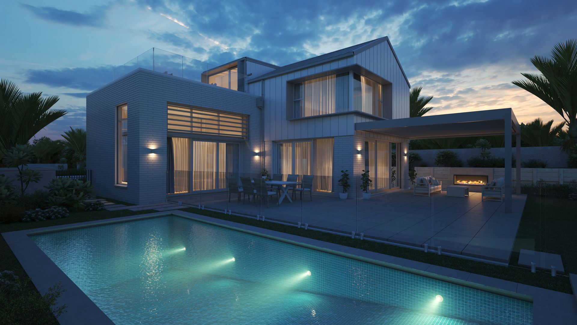 Short video showing how the light turn on outside and inside of the house. video