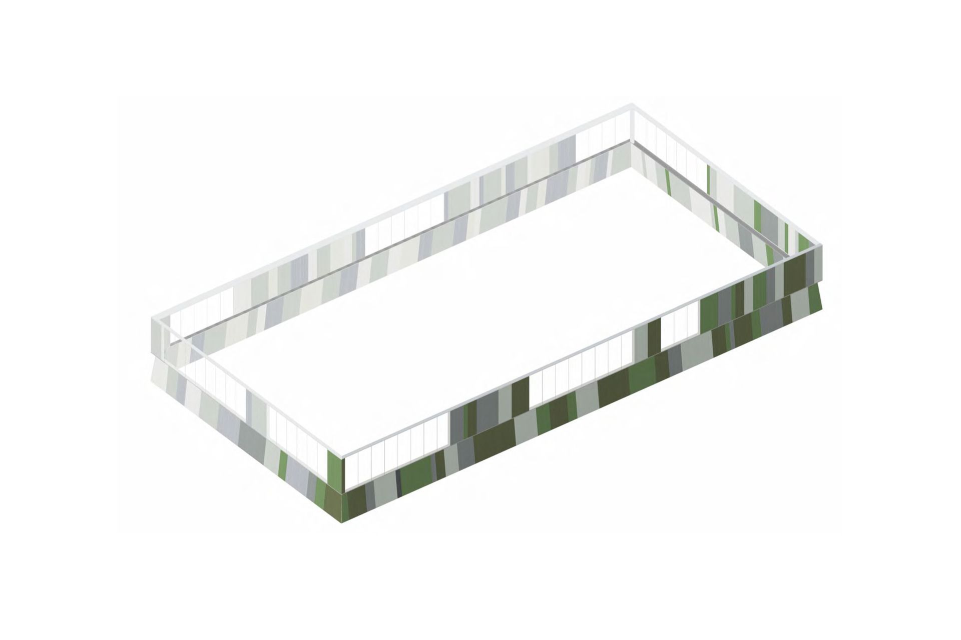 The Greenhouse cloak is clad with a gradient of colour tones; reflecting the surrounding environment.