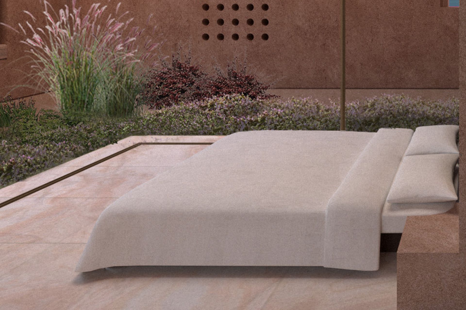 Each space connects to a private garden.