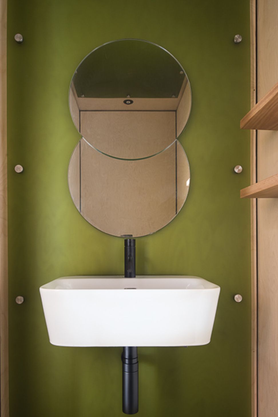 Green tint glass with small basin, Shoreham studio