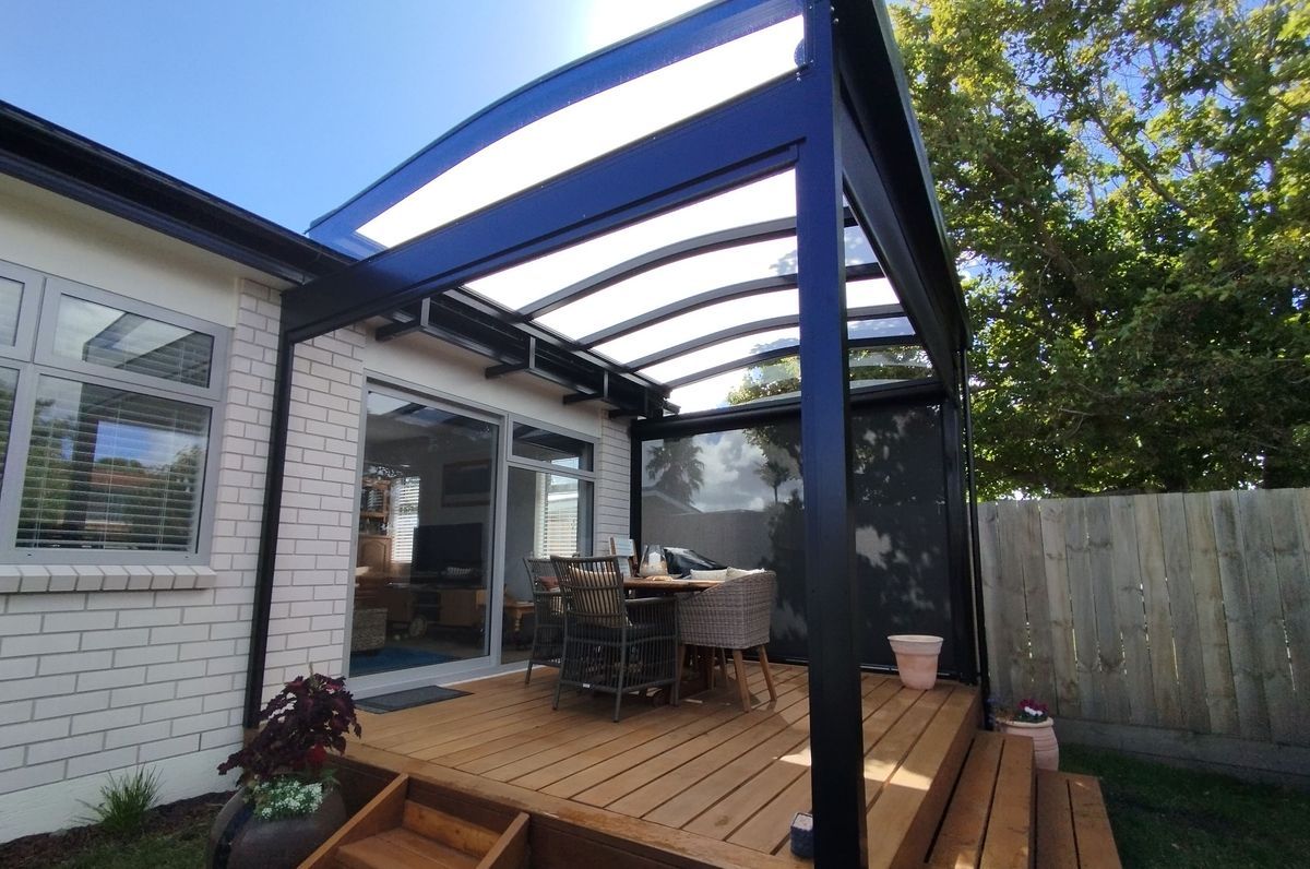 Gable Roof Canopy with Outdoor Blinds in Orewa