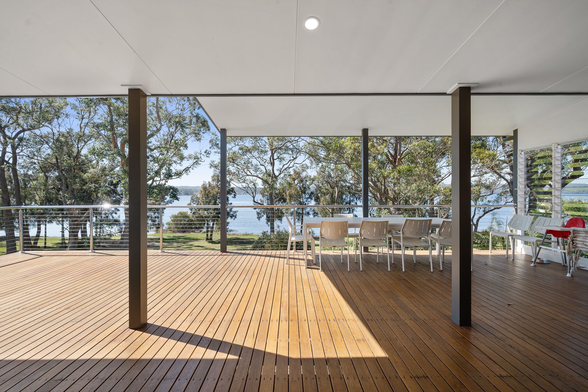 The large deck soaks in the views and sunlight.