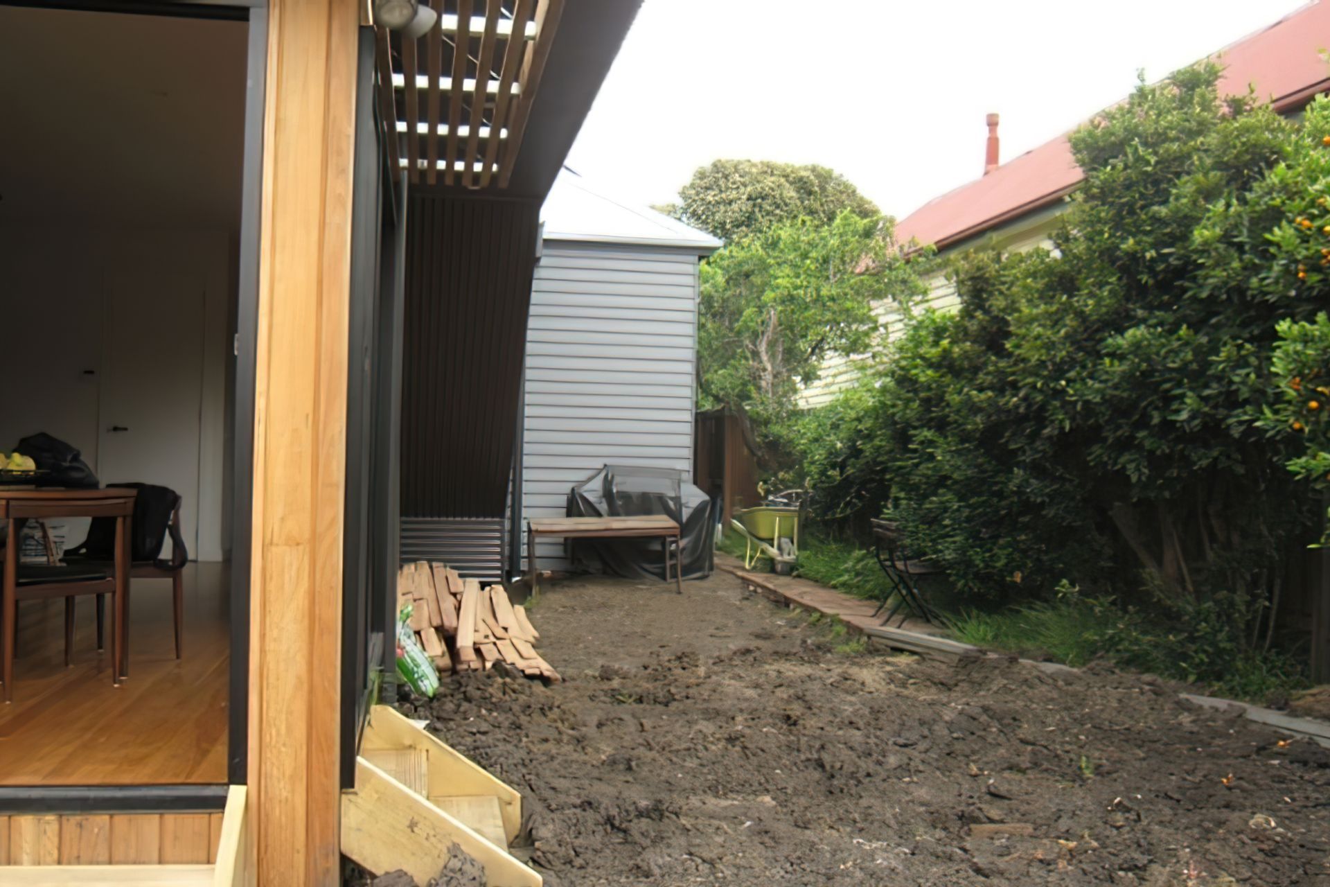 BEFORE the garden design. The rear french doors lead to nowhere.