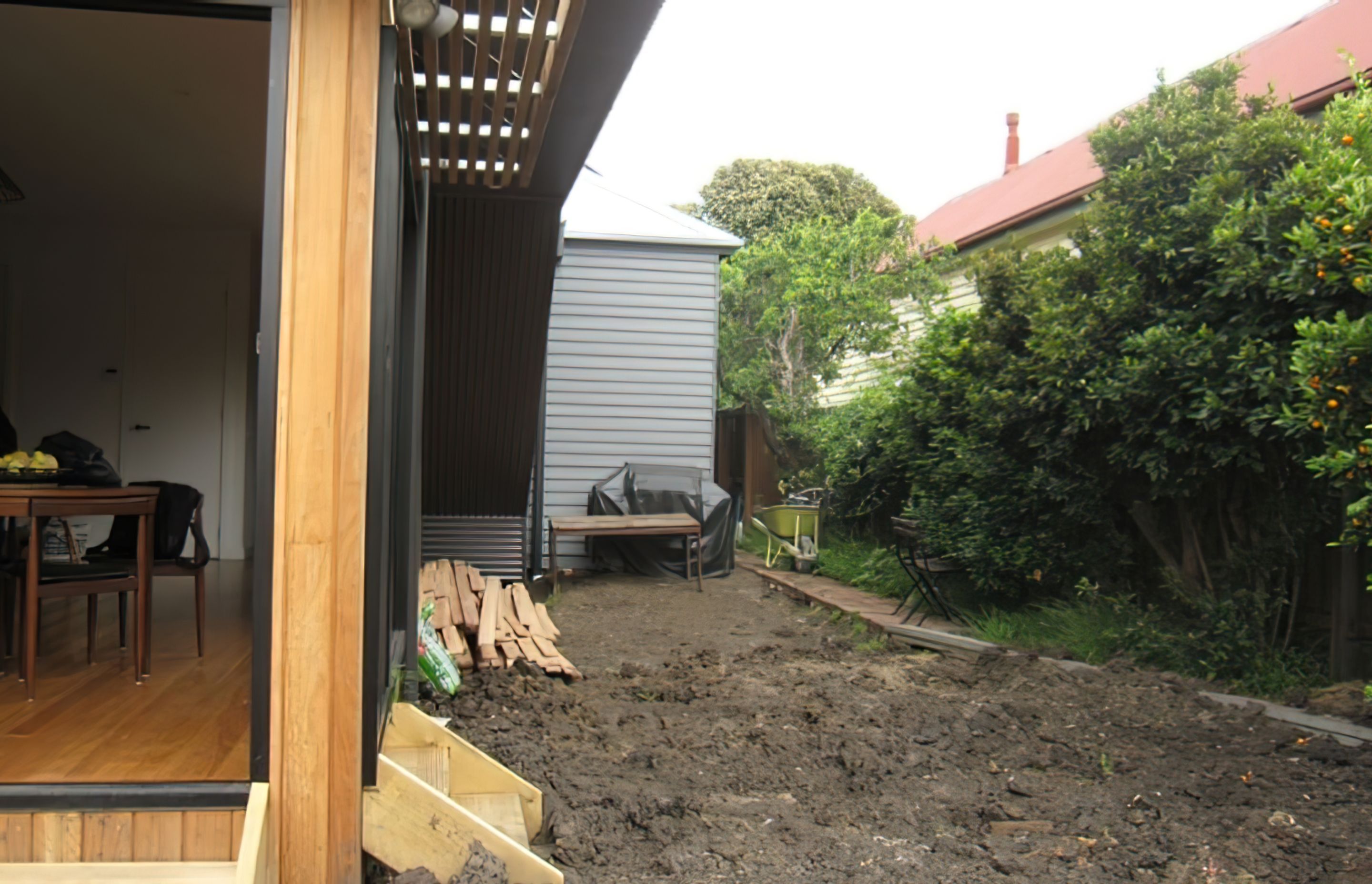 BEFORE the garden design. The rear french doors lead to nowhere.