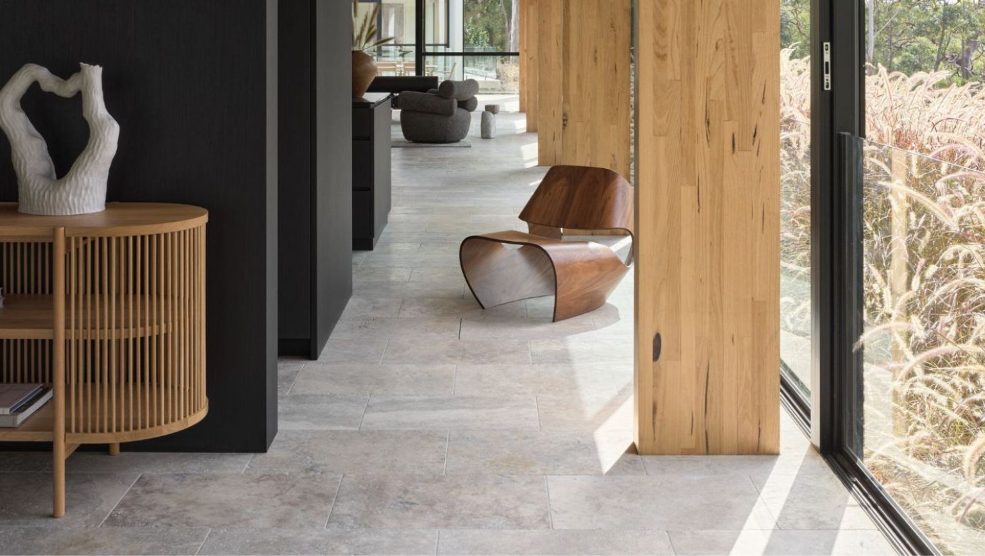 Silver Ash Premium Travertine Tumbled | Mallinger Constructions | Andrew Donaldson Architecture &amp; Design | Crystal Pools | Rolling Stone Landscapes