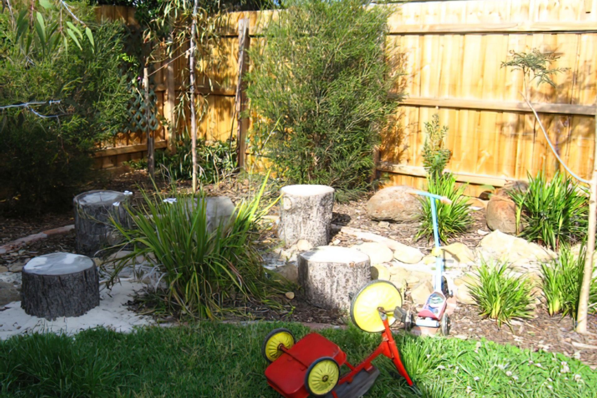 Northcote backyard AFTER garden design, with emphasis on children's garden and play
