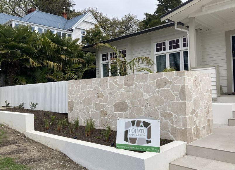 Freeform Travertine Entrance