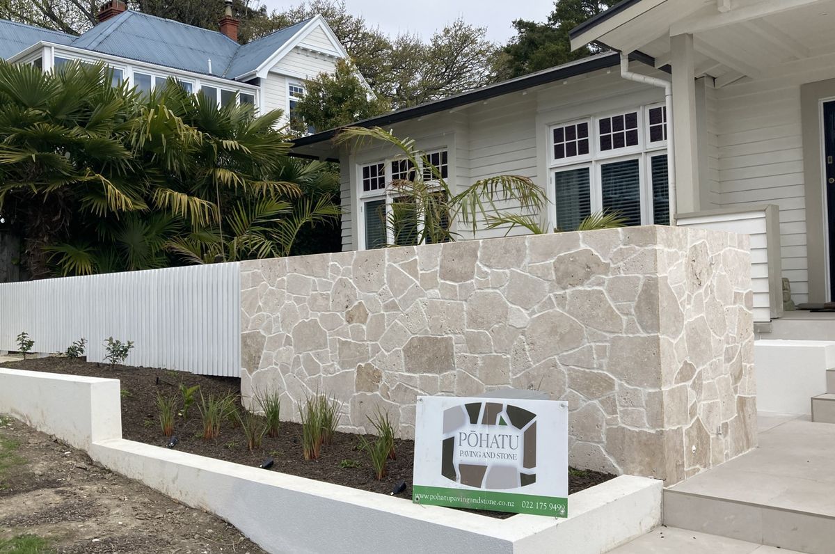 Freeform Travertine Entrance