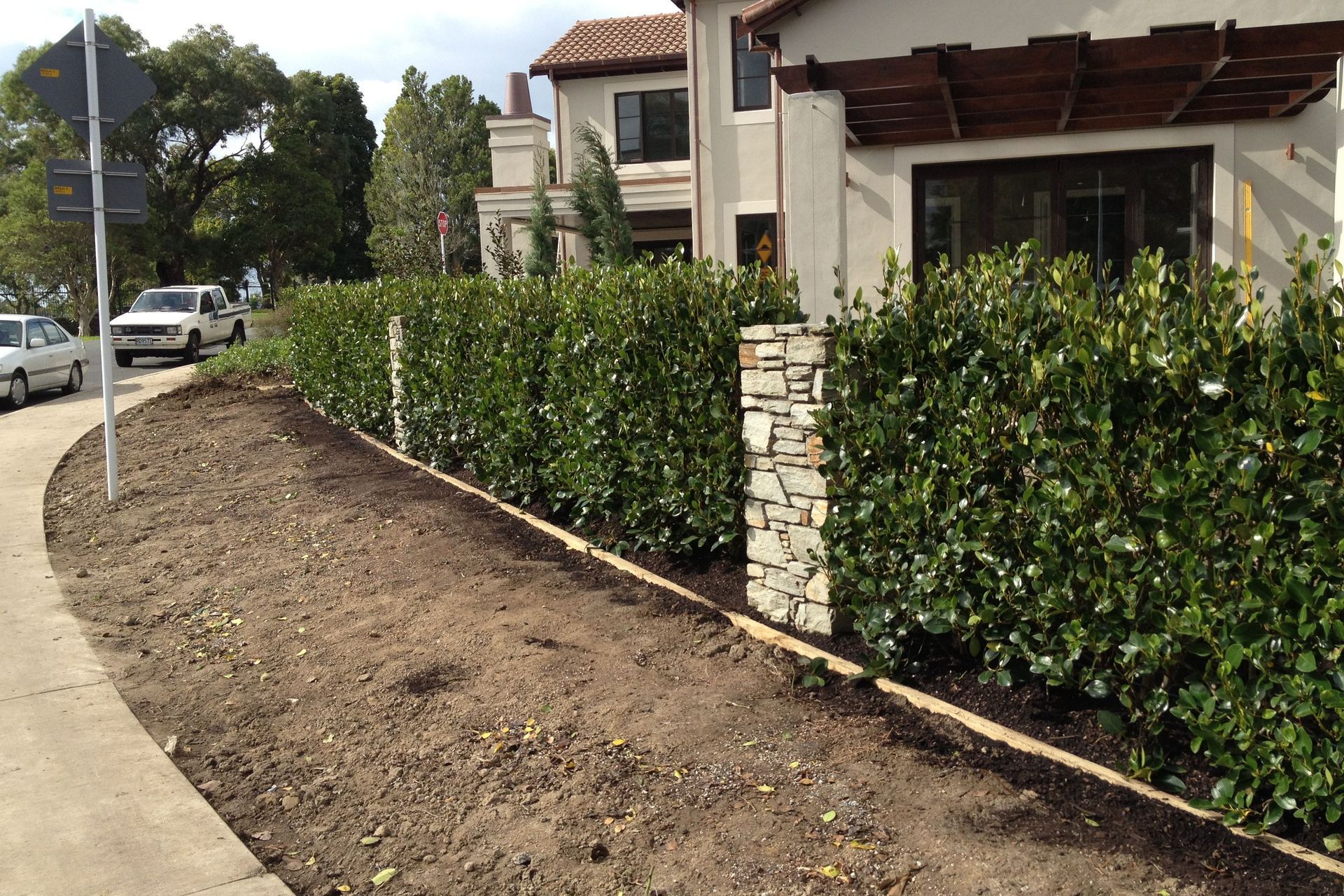 DURING - instant hedges installed