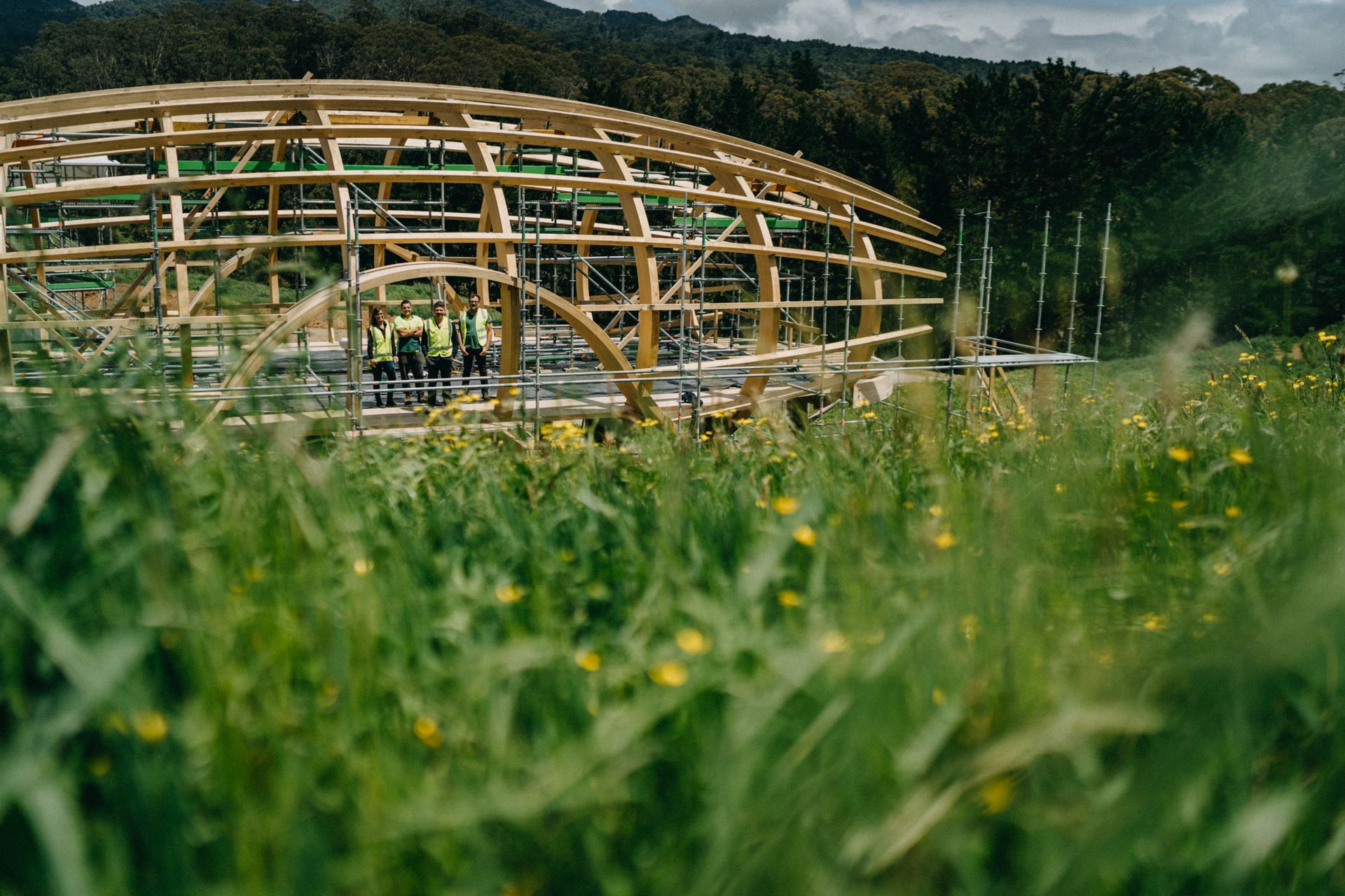 The design and construction of the three pod structures occurred over a 12-month period.