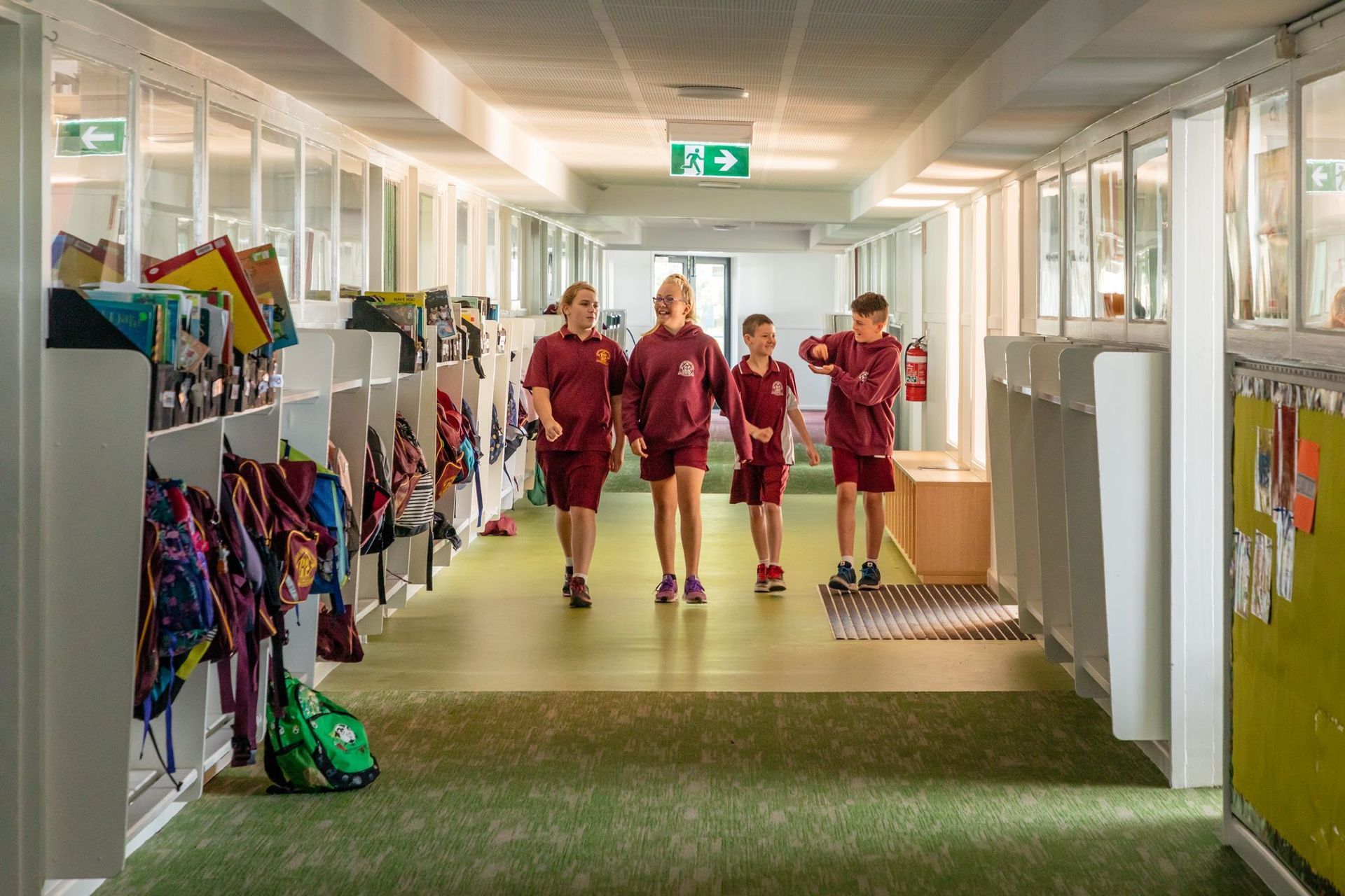 We upgraded the existing central passageway to provide more modern storage space for students