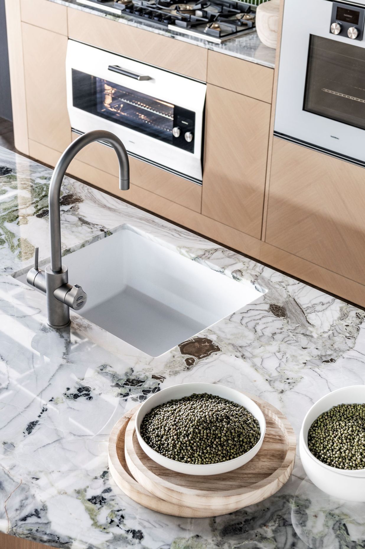 Zenith Arc hot, chilled and sparkling water tap with Gaggenau appliances