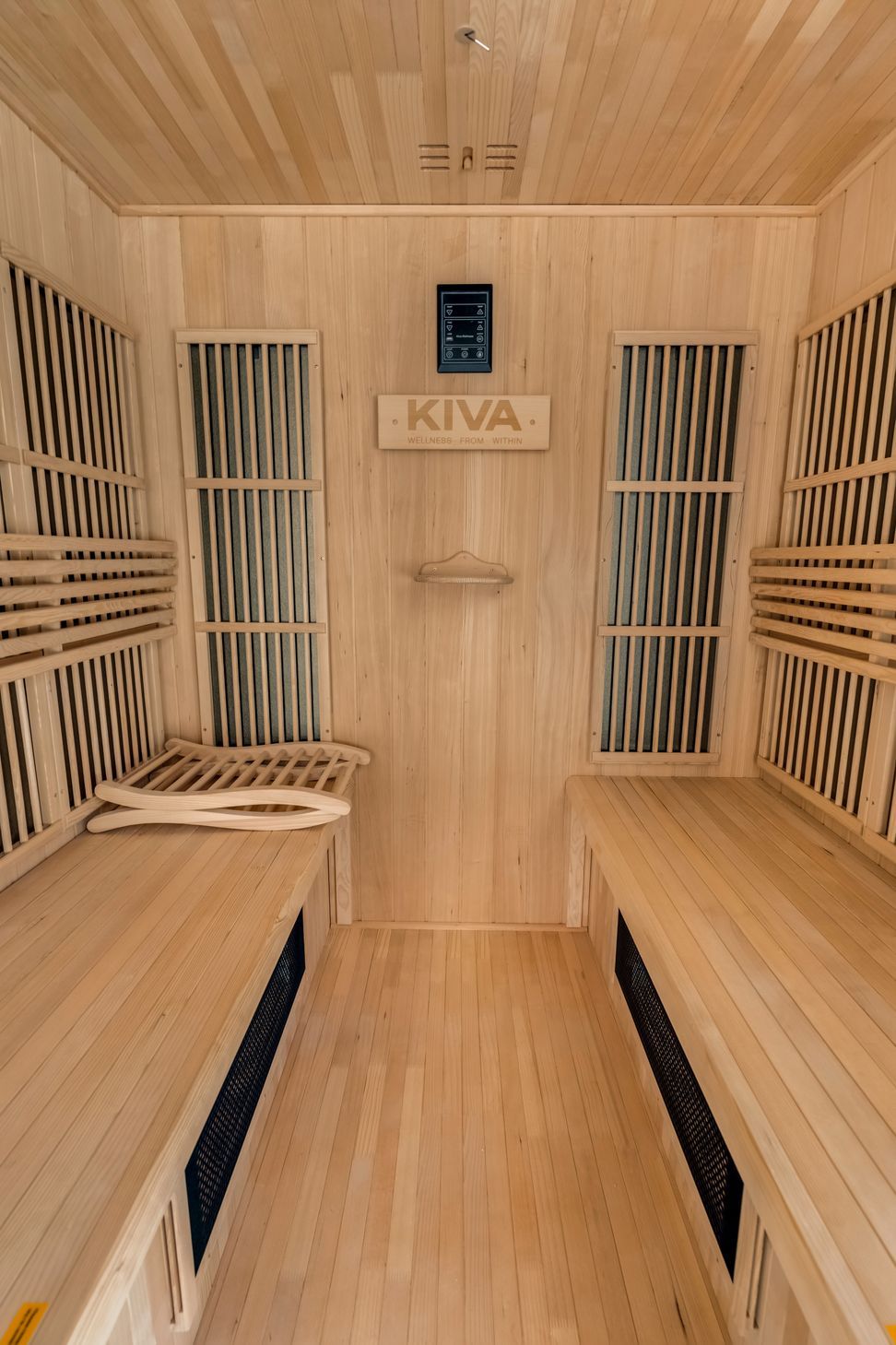 Cedar lining and a full control panel bring genuine wellness infrastructure to the backyard.
