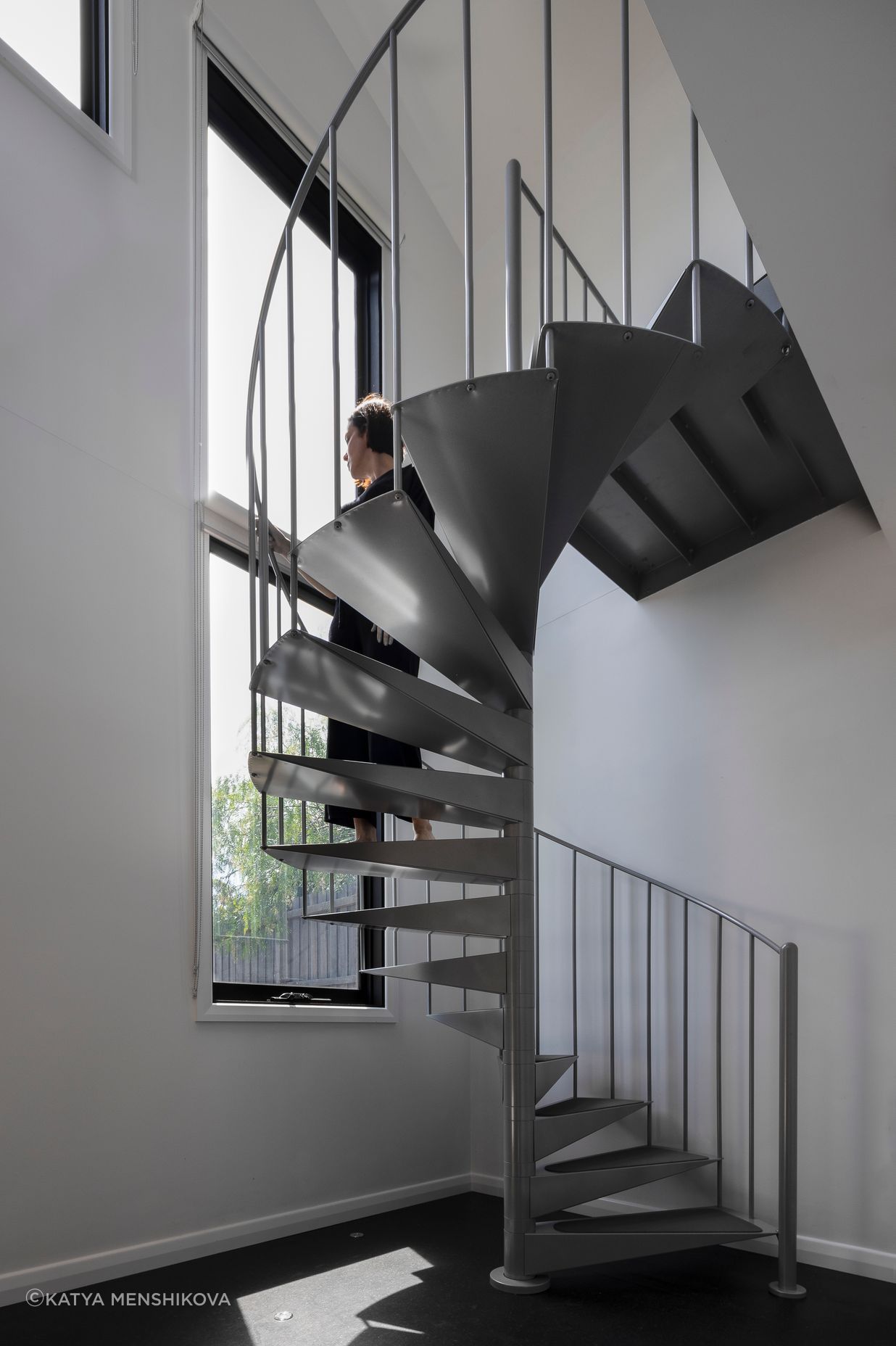 Internal staircase and window onto garden, Home Studio