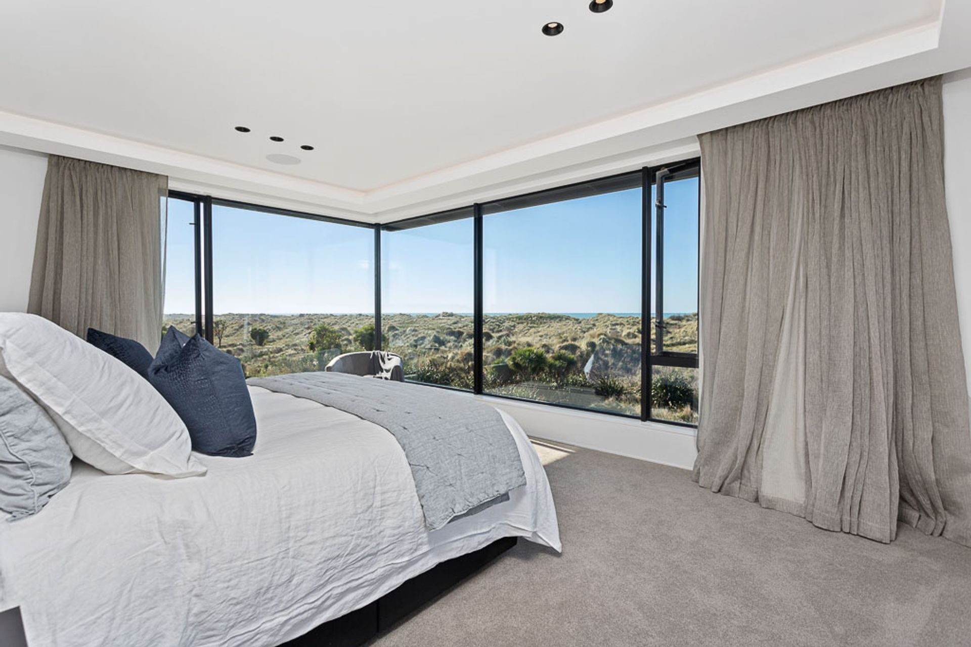 The master bedroom takes in stunning views.