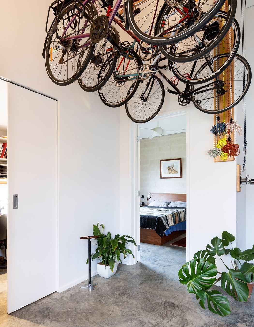 Bike storage in the entry hallway was important in the design of this new home