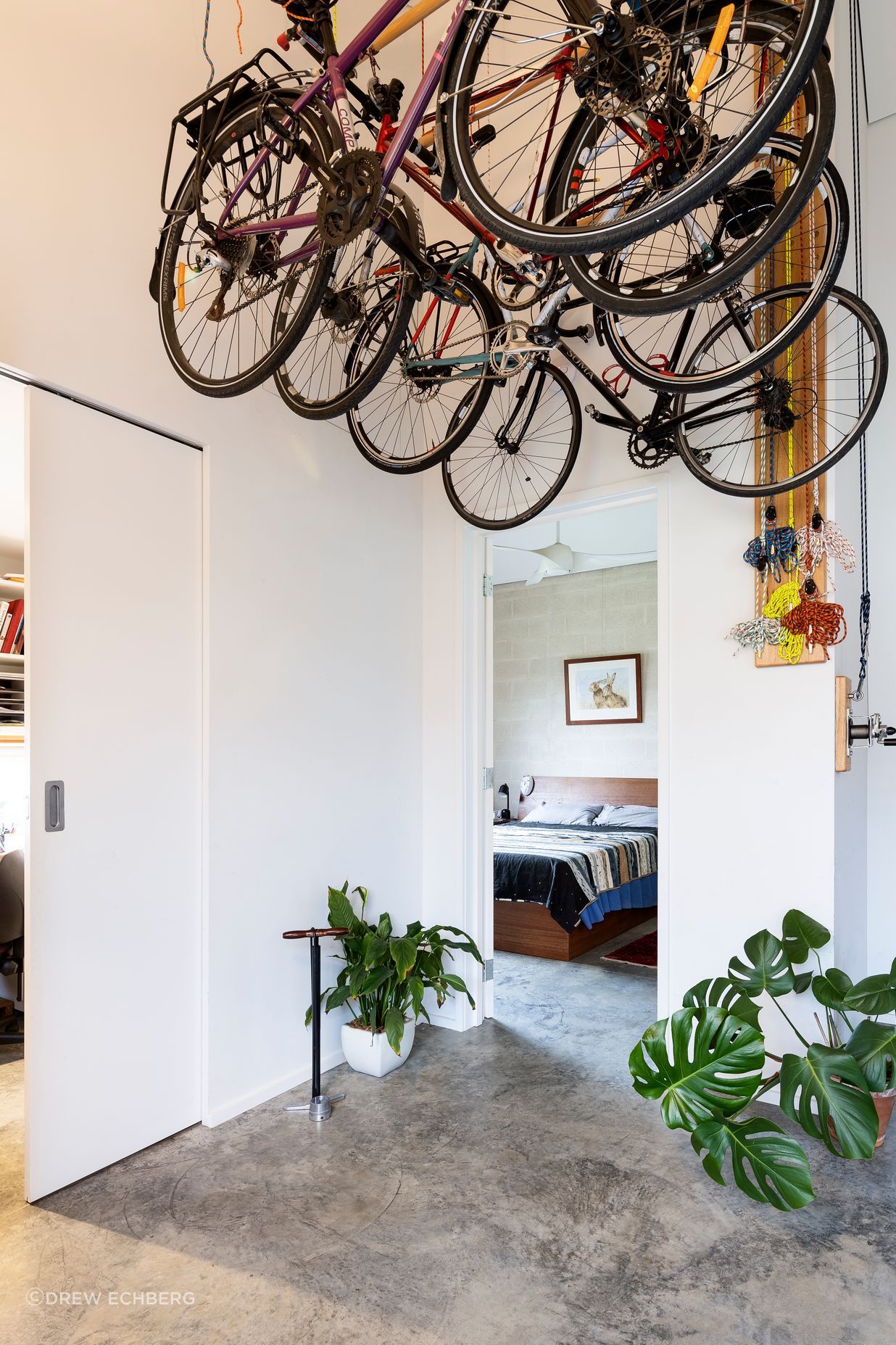 Bike storage in the entry hallway was important in the design of this new home