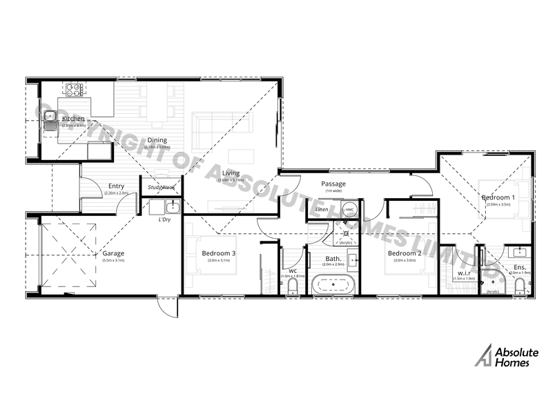 Willow Plan - Absolute Homes - 3-bed Floor Plan