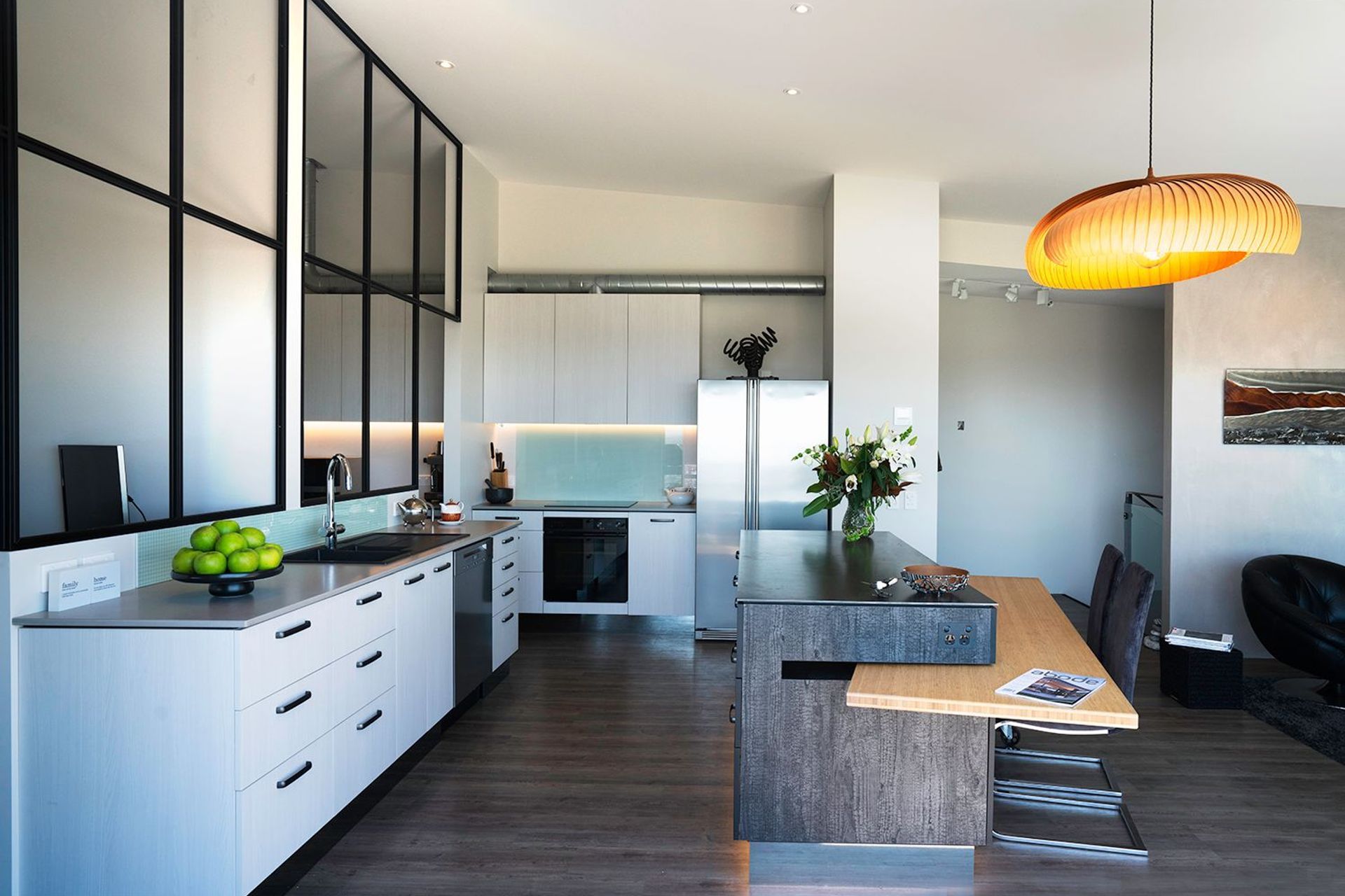 Kitchen / Dining area, linked to office and pantry with internal windows.