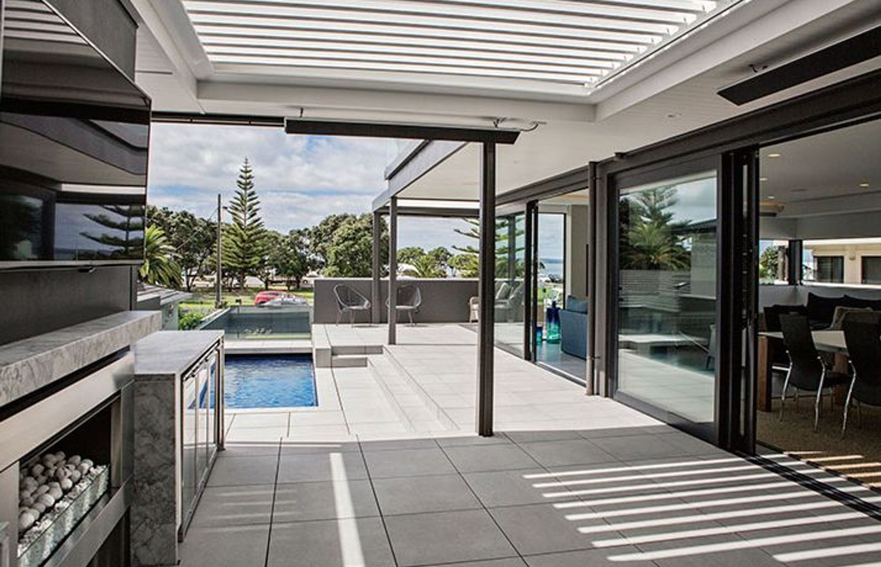 Three-Level Multi Cladding Home with Pool