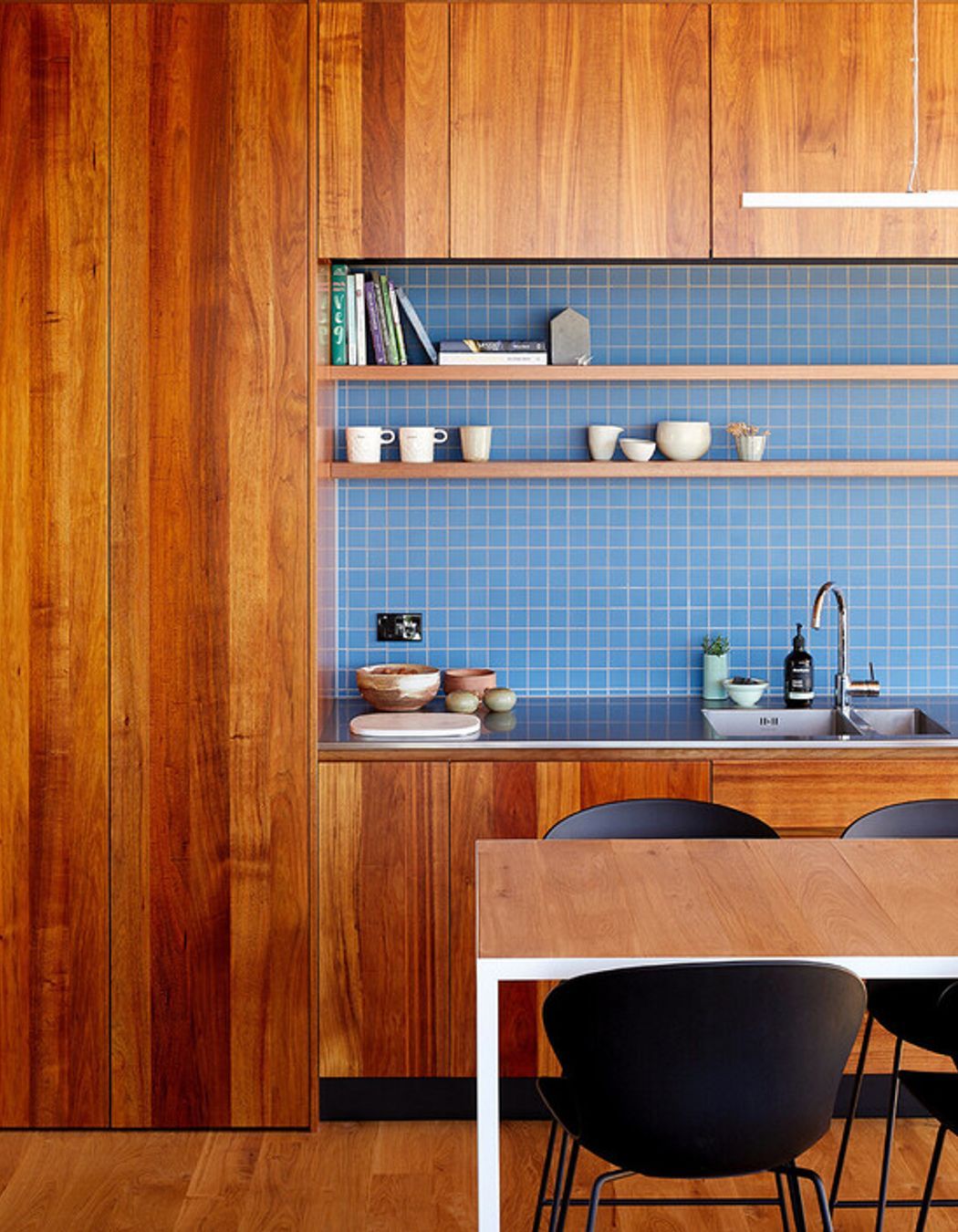 Patchwork Architecture designed the kitchen. The floors and ceilings are VidaSpace oak flooring.