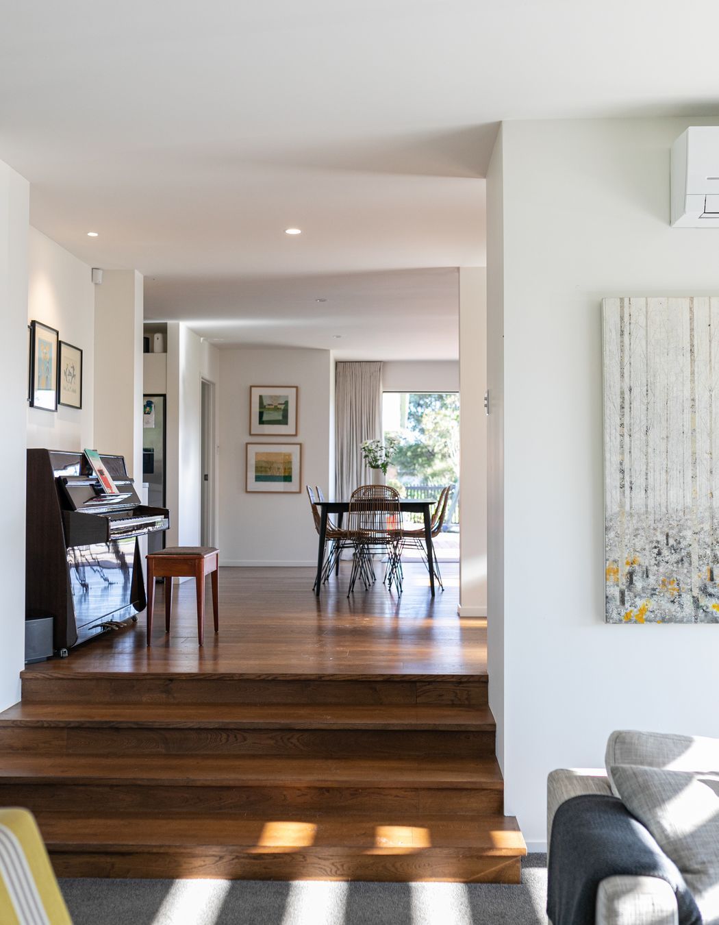 The interior's palette is subdued to feel bright and airy.