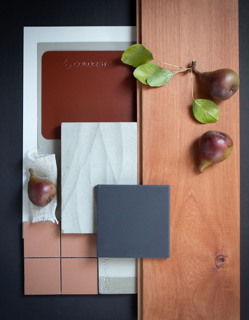Colour: Scoria’s warmth is paired with NZ South Island Cherry beech. This palette is designed with the farmhouse in mind, an orchard outside and earth damp from the rain. Warm modern finishes are contrasted against light greys and natural linens. Combined with a farmhouse table and a bowl of freshly picked fruit and you have a home that feels right for its land.