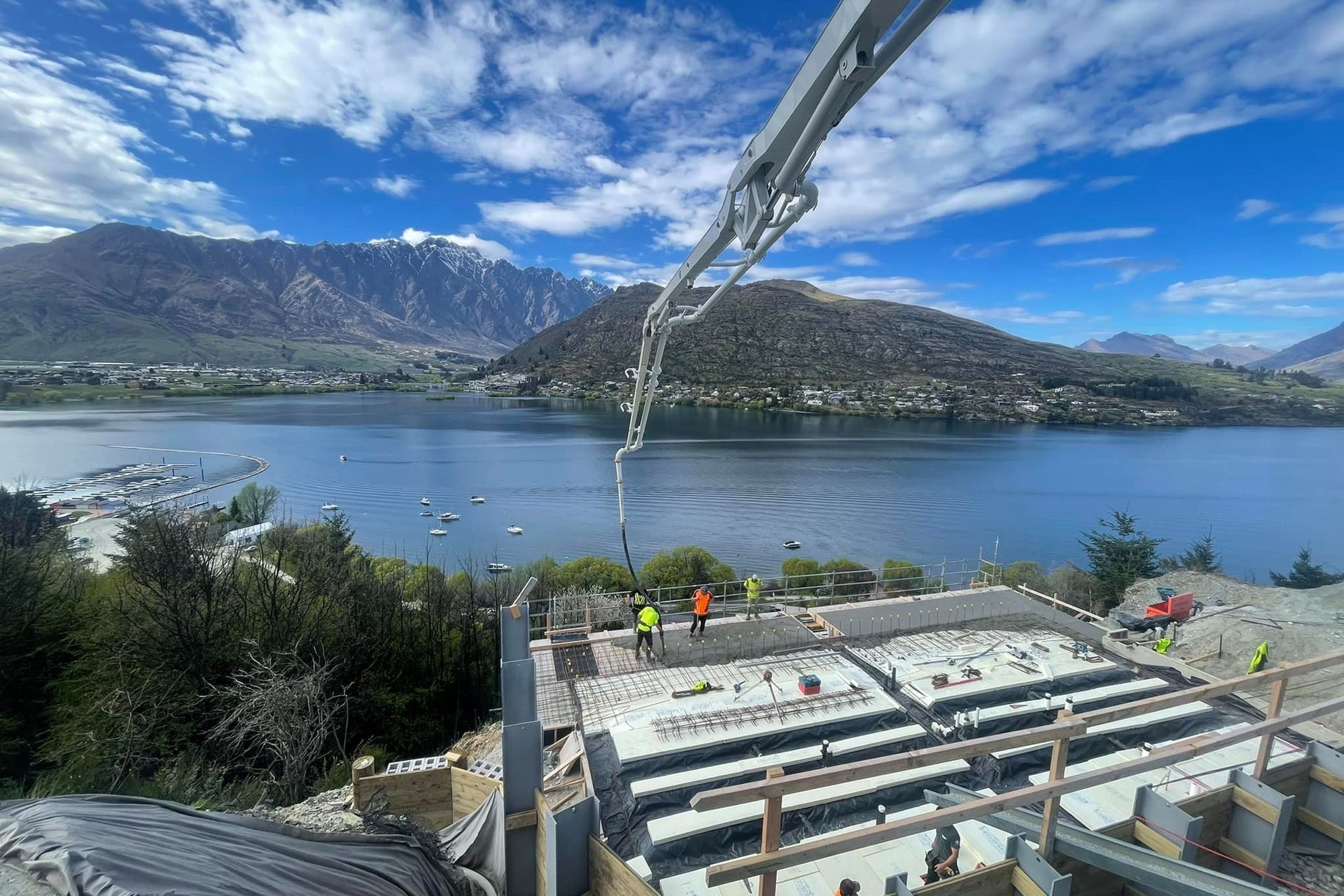 Cantilevered balconies being poured.