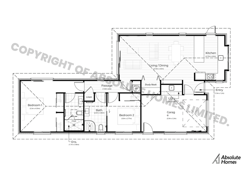 Archer Floor Plan - Absolute Homes - 2-bed Floor Plan