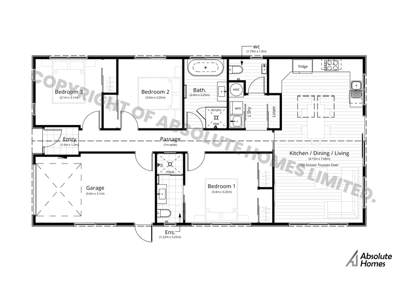 Arlo Plan - Absolute Homes - 3-bed Floor Plan