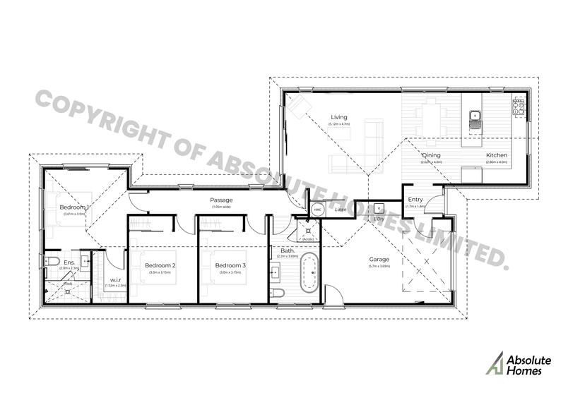 Ash Plan - Absolute Homes - 3-bed Floor Plan