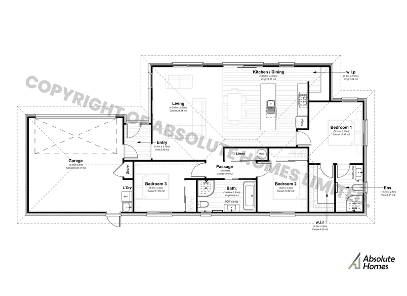 Nyla Plan - Absolute Homes - 3-bed Floor Plan