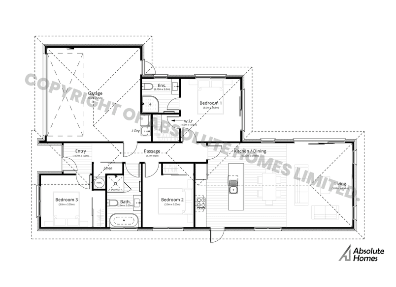 Sage Plan - Absolute Homes - 3-bed Floor Plan