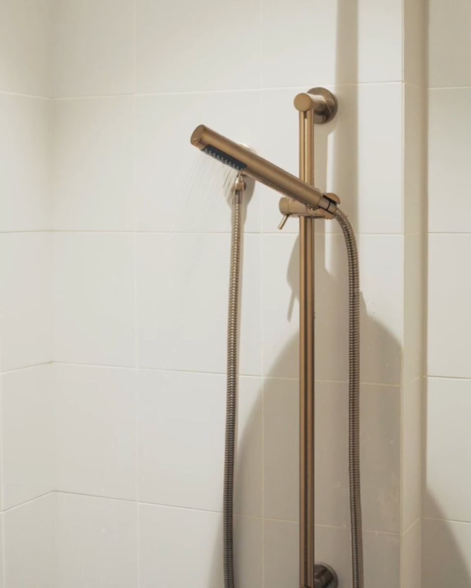 Round Shower on Rail Column - Champagne gallery detail image