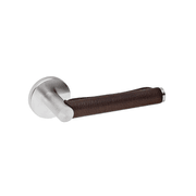 Skin Brown Natural Leather Lever Handle On Standard Rose Stainless Steel gallery detail image