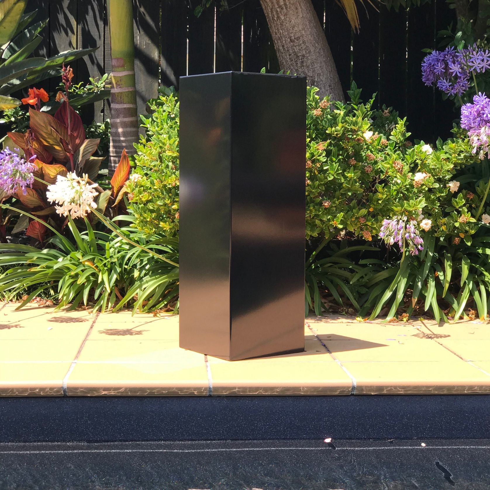Black Powder Coated Steel Column 300 Planter gallery detail image