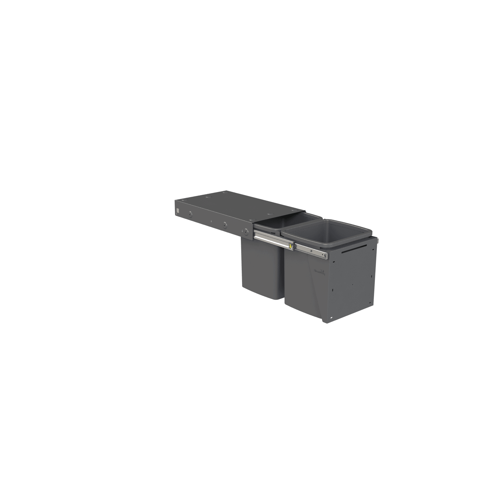 Compact Bin Storage - 2 x 15 Litre Buckets - Cinder - Door Pull gallery detail image