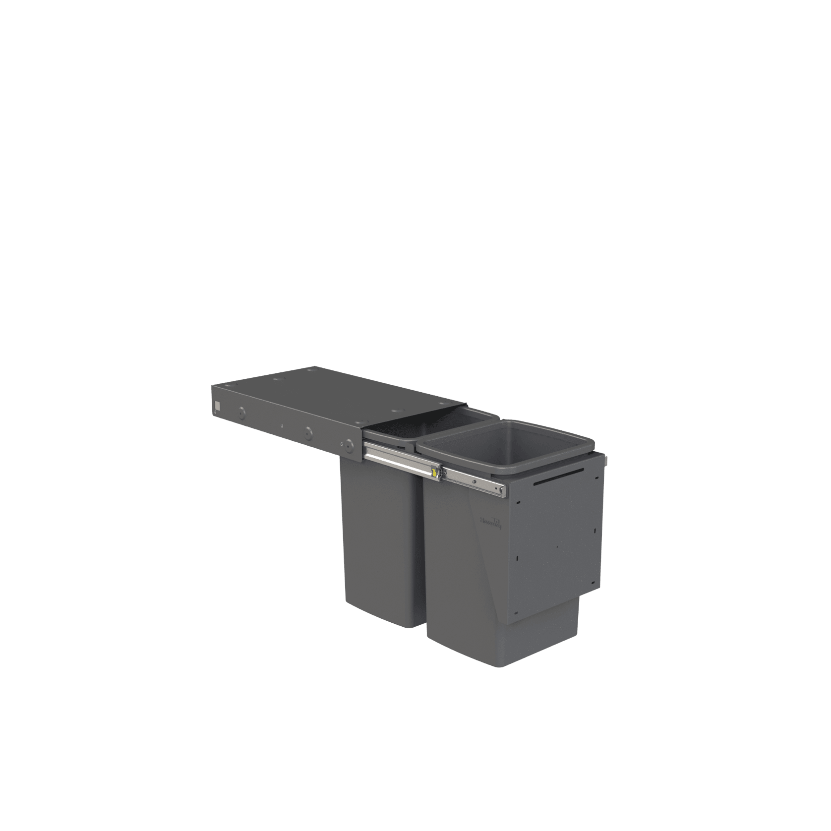 Compact Bin Storage - 2 x 20 Litre Buckets - Cinder - Door Pull gallery detail image