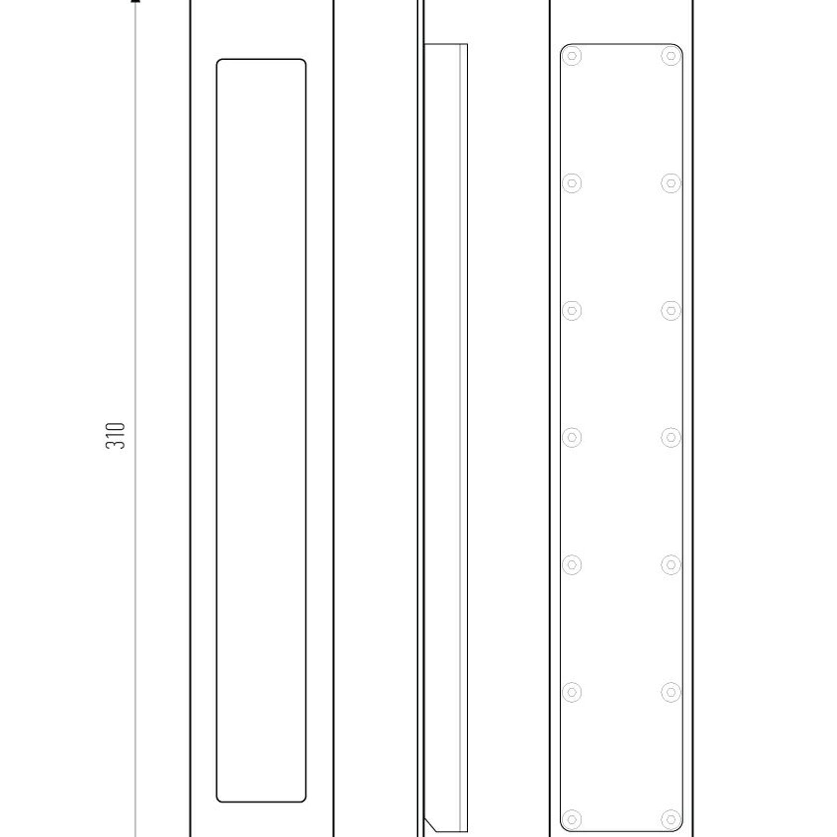 HB1470 310mm Flush Pull for Sliding Doors gallery detail image
