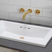Perrin & Rowe Contemporary Wall Basin Set Crossheads gallery detail image