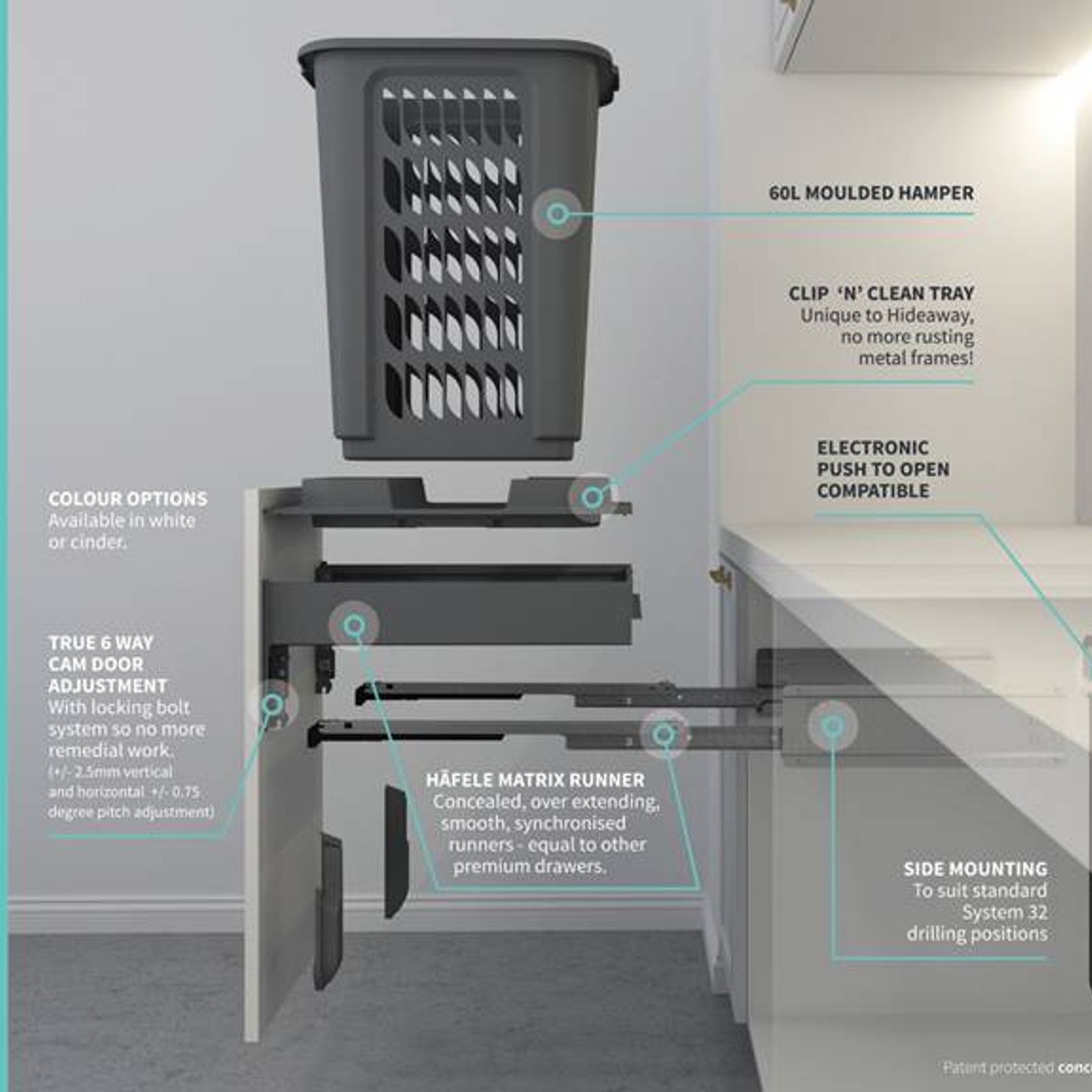 Concelo 1 x 60L Laundry Hamper gallery detail image